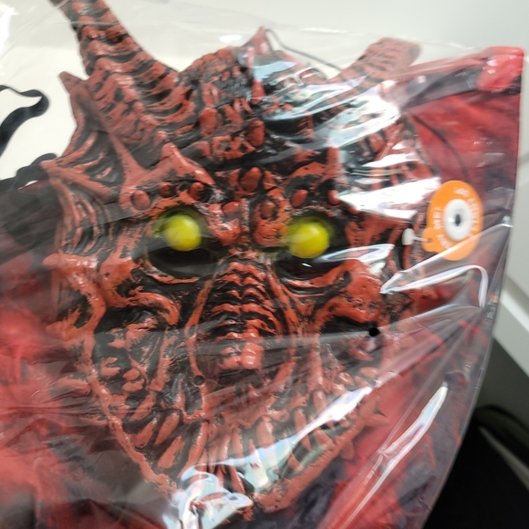 NEW  Light Up Red Dragon Costume Jumpsuit Wings and Mask - Picture 7 of 16